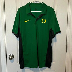 Nike Dri-Fit Oregon Ducks Green Yellow Gray Polo Short Size Large